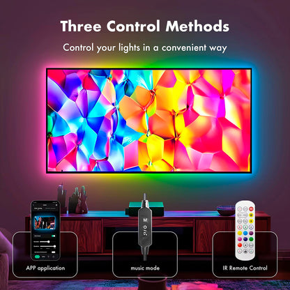 RGB LED TV lights with real-time sync and color-sensor technology.