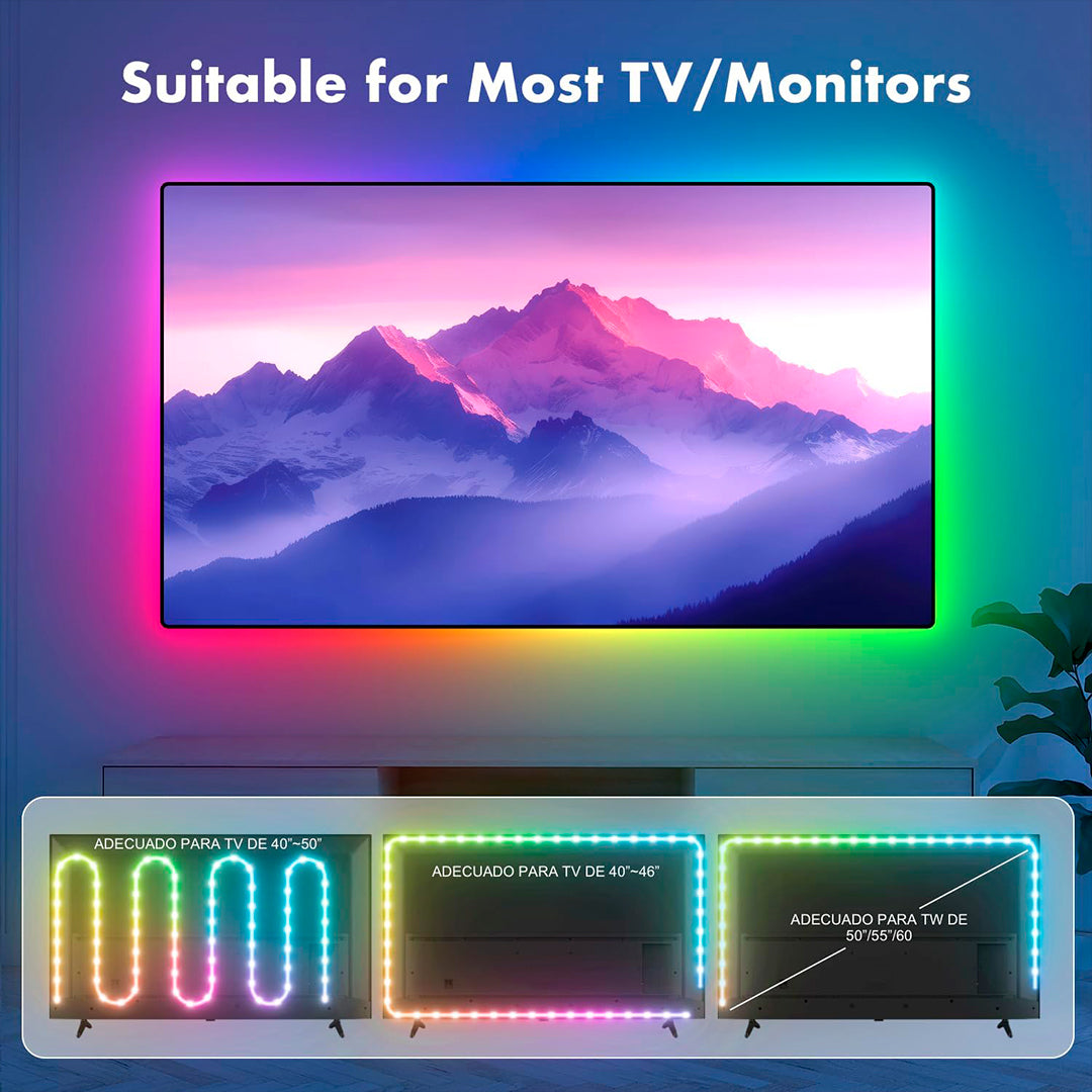 RGB LED TV lights with real-time sync and color-sensor technology.
