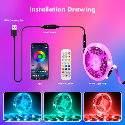 RGB LED TV lights with real-time sync and color-sensor technology.