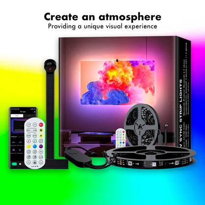 RGB LED TV lights with real-time sync and color-sensor technology.
